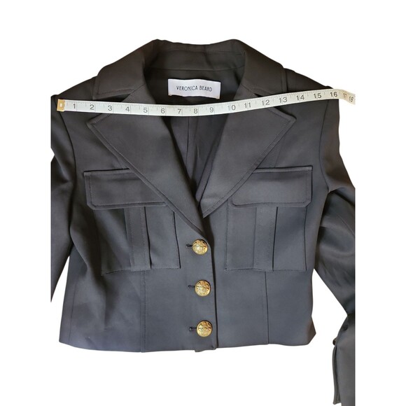 Veronica Beard Cropped Blazer Womens 8 Black Preppy Academia Military Corpcore - Picture 9 of 9